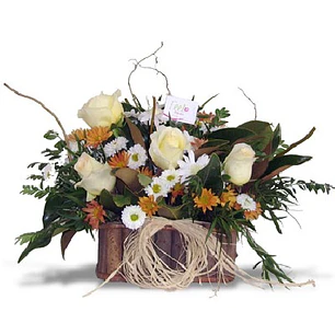 Arreglo rectangular rosas blancas