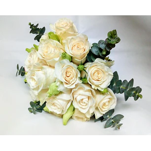 Bouquet Novia Rosa con toques botones lisianthus y dólar 