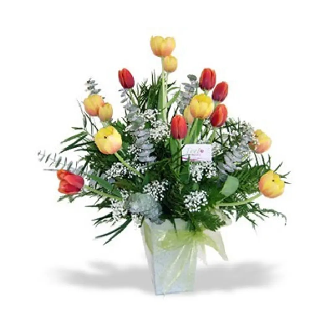12 tulipanes en arreglo floral 1