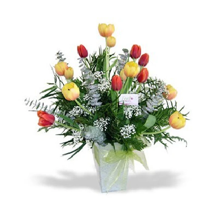 12 tulipanes en arreglo floral 1
