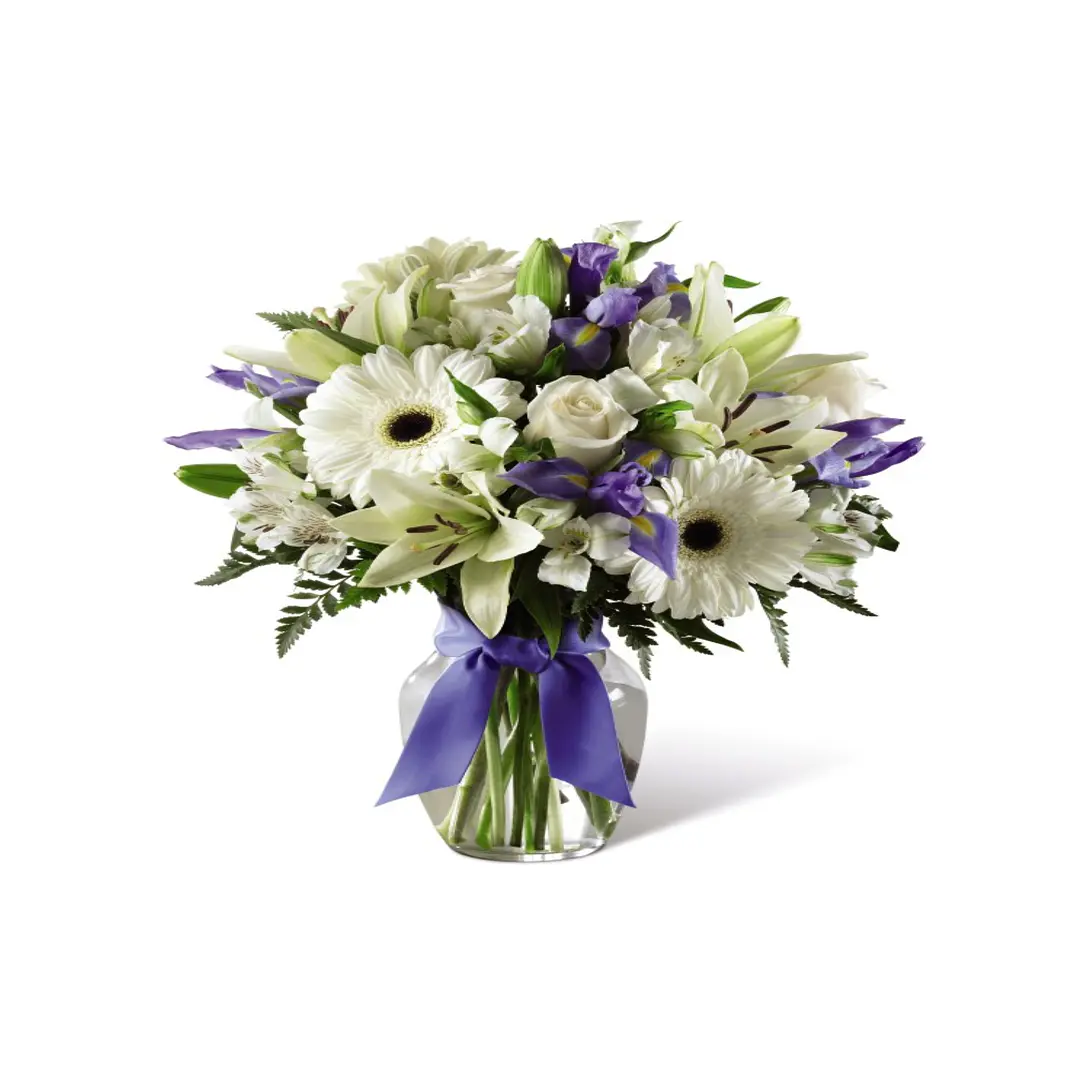 Florero mixto blanco y morado 1