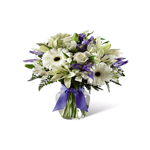 Florero mixto blanco y morado