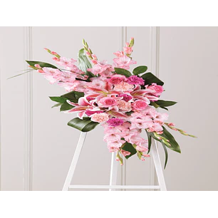 Corona de flores moderna rosada