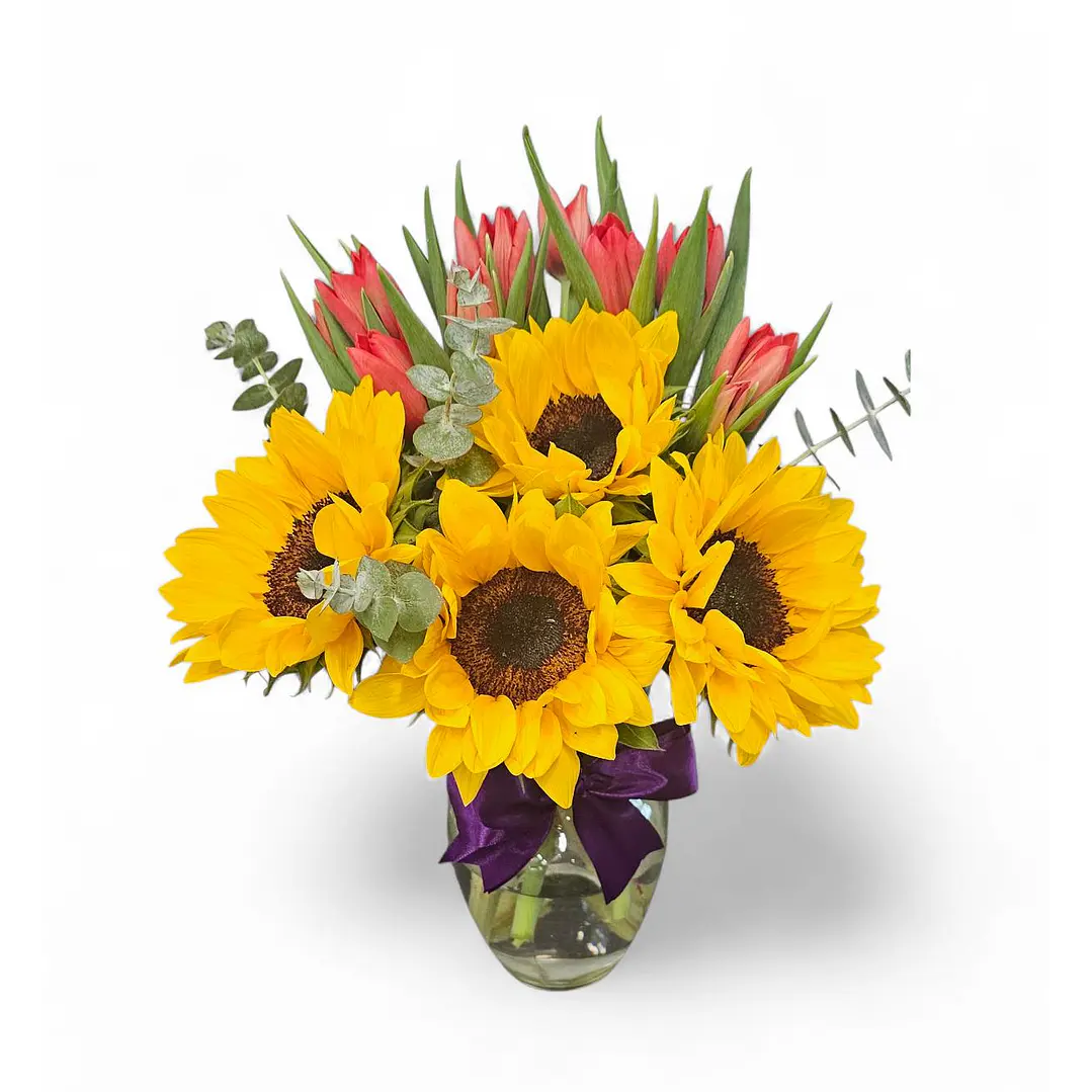 Florero de Tulipanes y Girasoles | Regala Colores y Alegrías 1