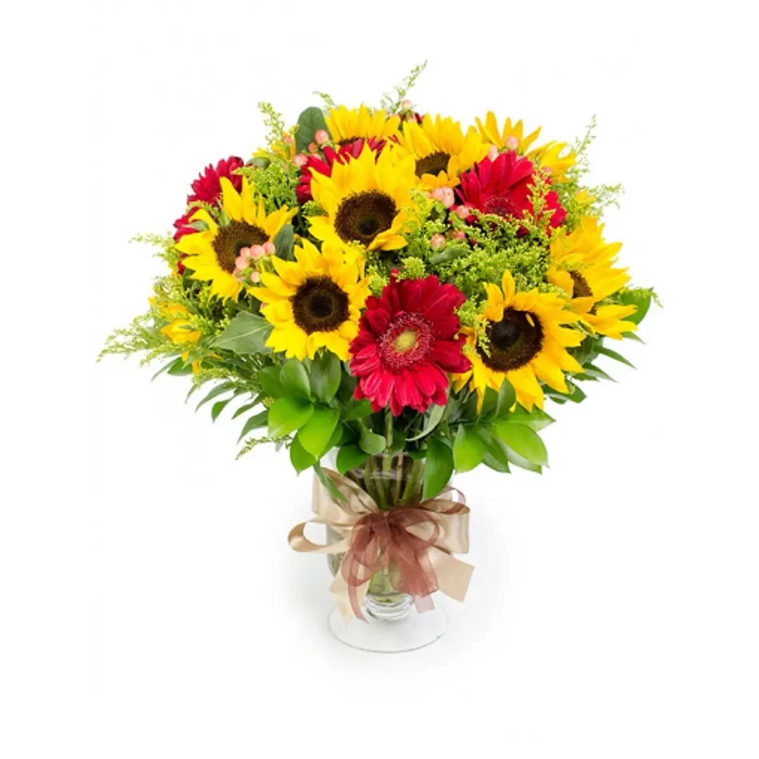 Florero de girasoles y gerberas | Expresa Energía Positiva 1