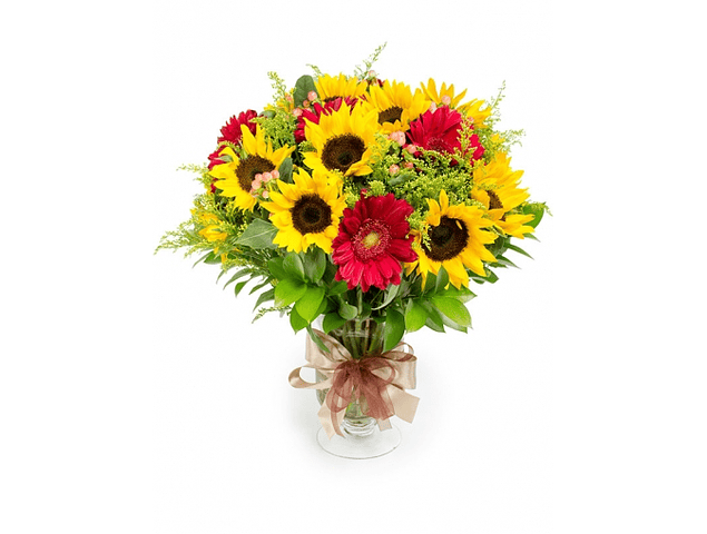 Florero de girasoles y gerberas | Expresa Energía Positiva