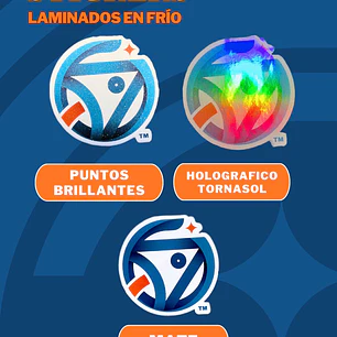 Stickers Laminados (mate, tornasol, puntos brillantes)