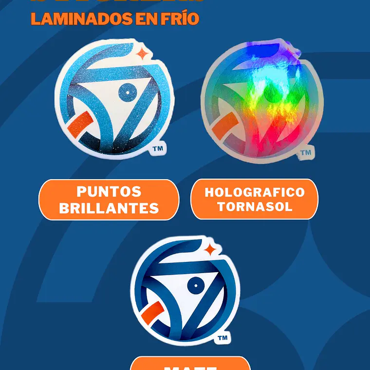 Stickers Laminados (mate, tornasol, puntos brillantes) 1