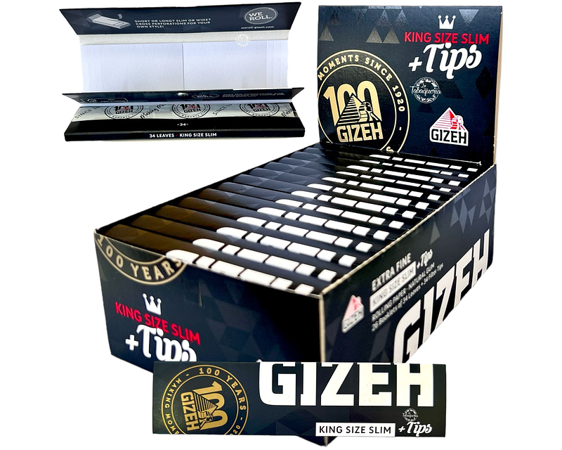 Combipack Gizeh Black King Size Slim Extra Fine + TIPS  