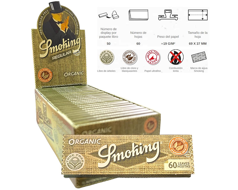 Papelillos Smoking Regular Organico #1 Display