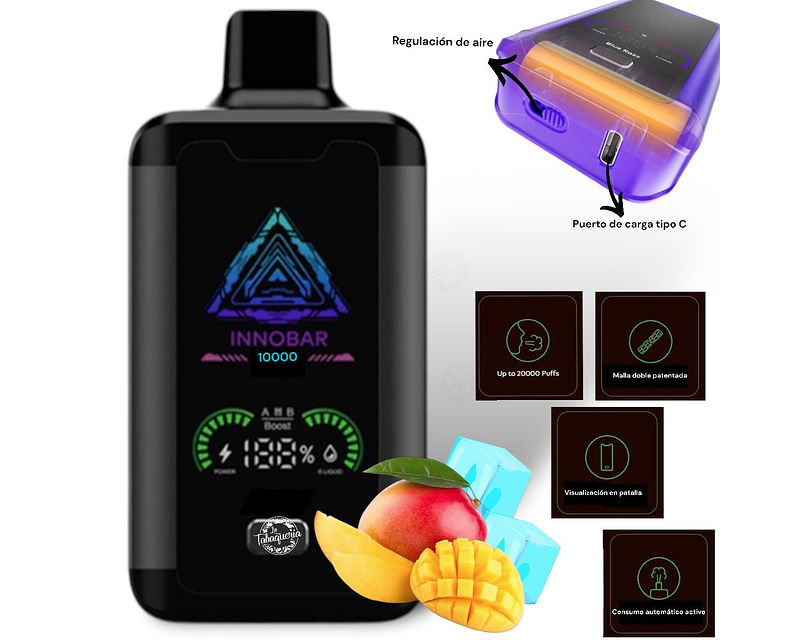 Vape Innobar Mango Ice 10.000Puffs $15.990xMayor 