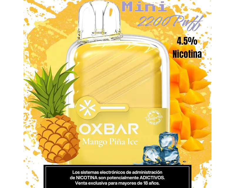 Vape Oxbar Mini 2200 Puffs Mango Piña Ice $7.490xMayor