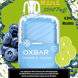 Vape Oxbar Mini 2200 Puffs Limonada de Arándano $7.490xMayor