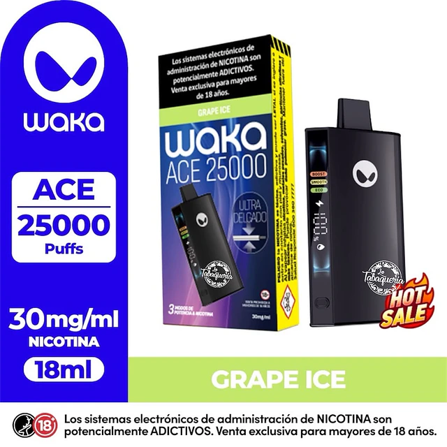 Vape Waka ACE 25.000Puffs Uva Ice  $17.990xMayor  
