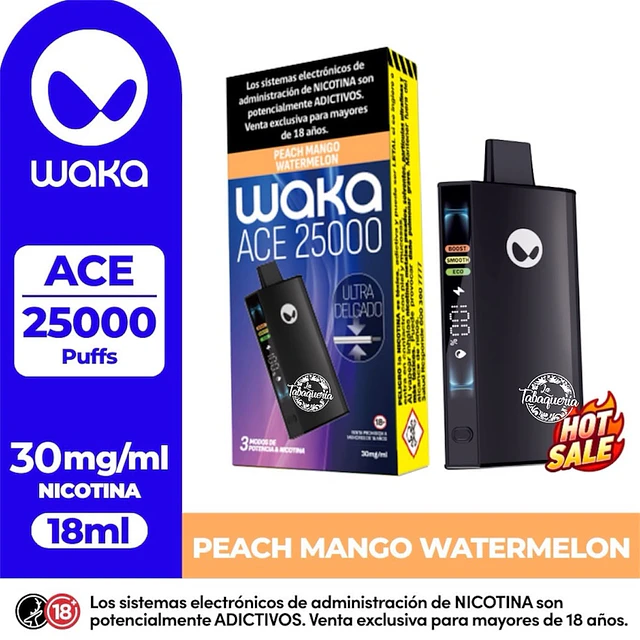 Vape Waka ACE 25.000Puffs Damasco-Mango-Sandia $17.990xMayor  