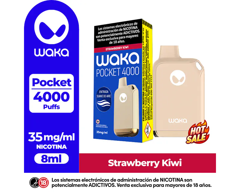 Vape Waka POCKET 4.000Puffs Frutilla-Kiwi $9.990xMayor   