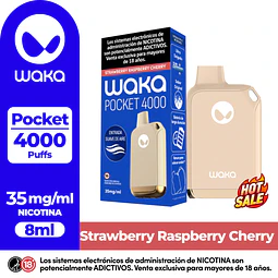 Vape Waka POCKET 4.000Puffs Frutilla-Frambuesa-Guinda $9.990xMayor  