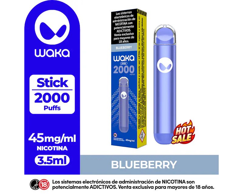 Vape Waka STICK 2.000Puffs Arándano $6.990xMayor   