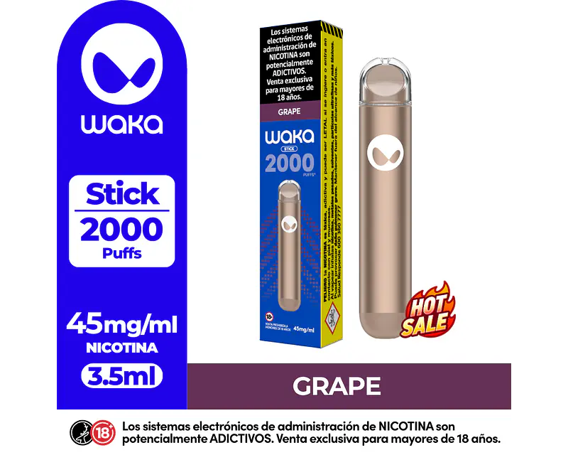 Vape Waka STICK 2.000Puffs Uva $6.990xMayor  