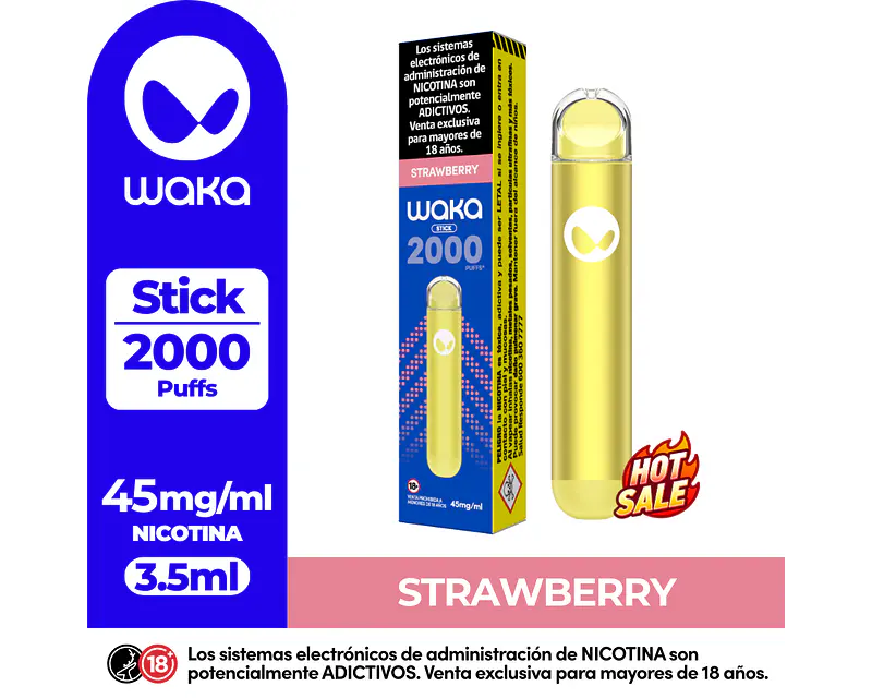 Vape Waka STICK 2.000Puffs Frutilla $6.990xMayor  