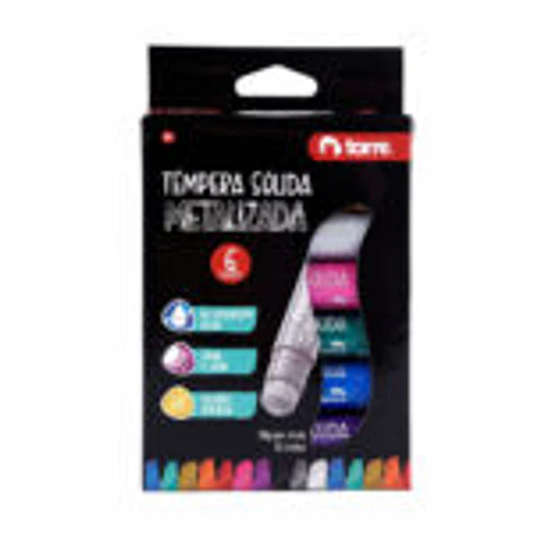TEMPERA SOLIDA TORRE METALIZADA 6 COLORES