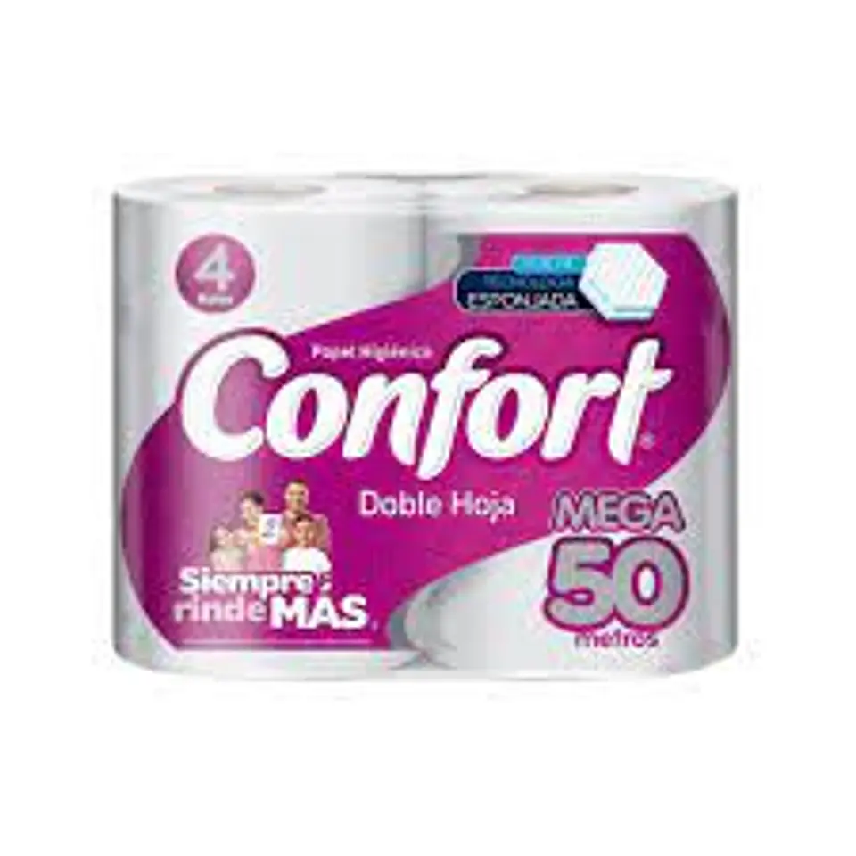 PAPEL HIGIENICO CONFORT 50 MTS X 4 DOBLE HOJA 1