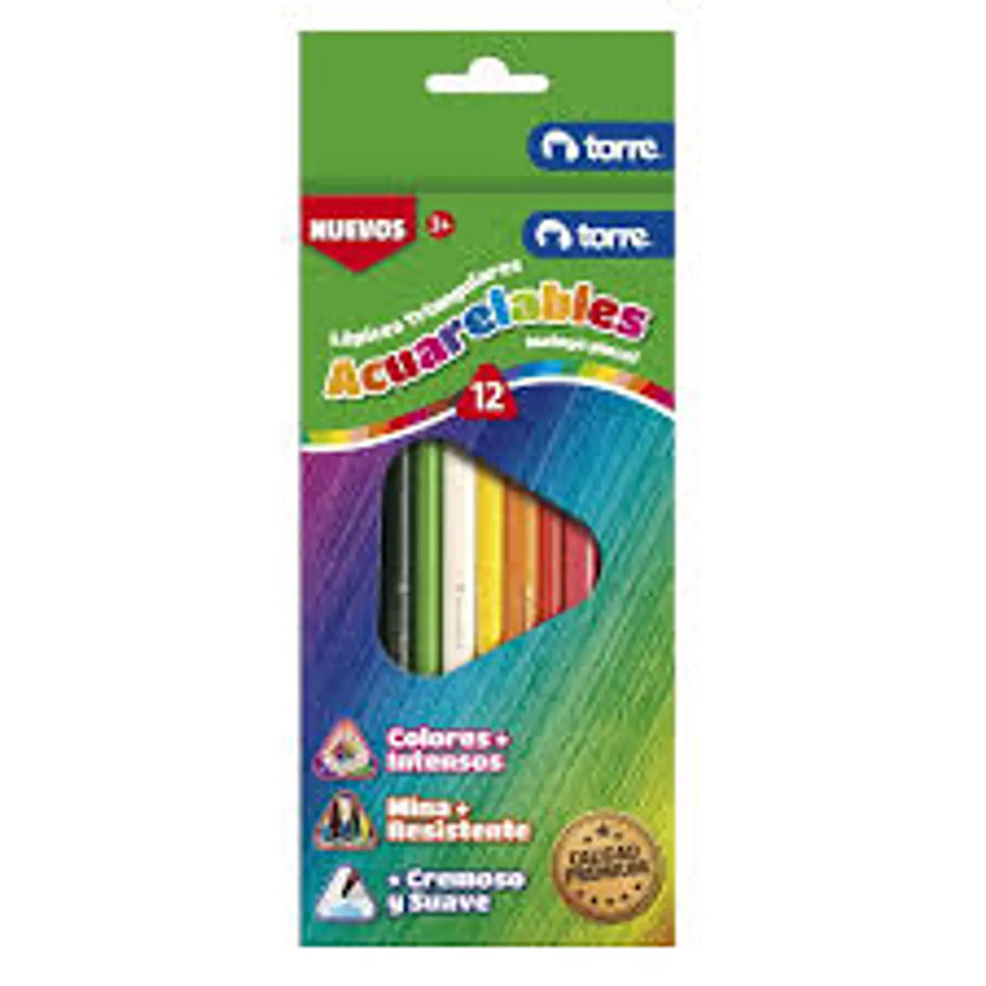 LAPICES ACUARELABLES 12 COLORES TRIANGULAR TORRE   1