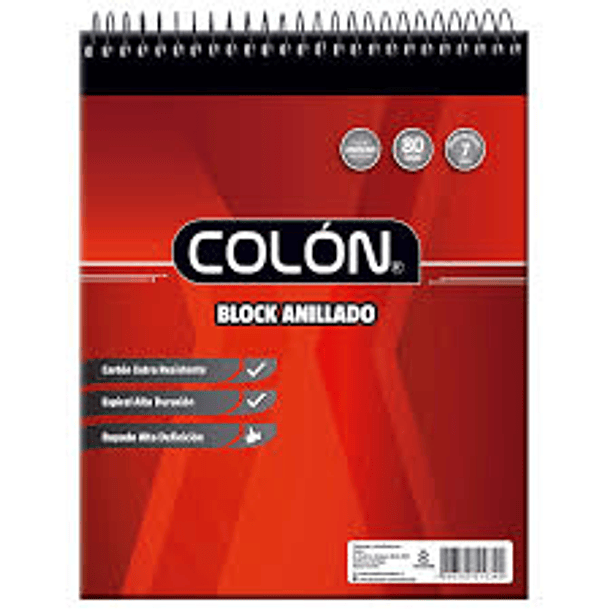 BLOCK ESCOLAR 7 MM C ESPIRAL COLON