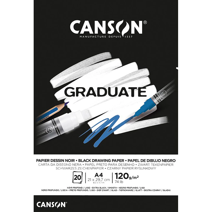 BLOCK GRADUATE A4 PAPEL NEGRO 120GR 1