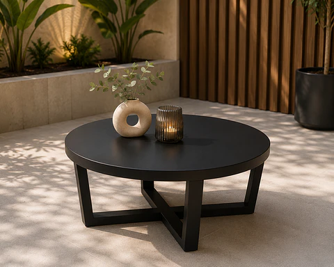 Mesa Centro Redonda black steel