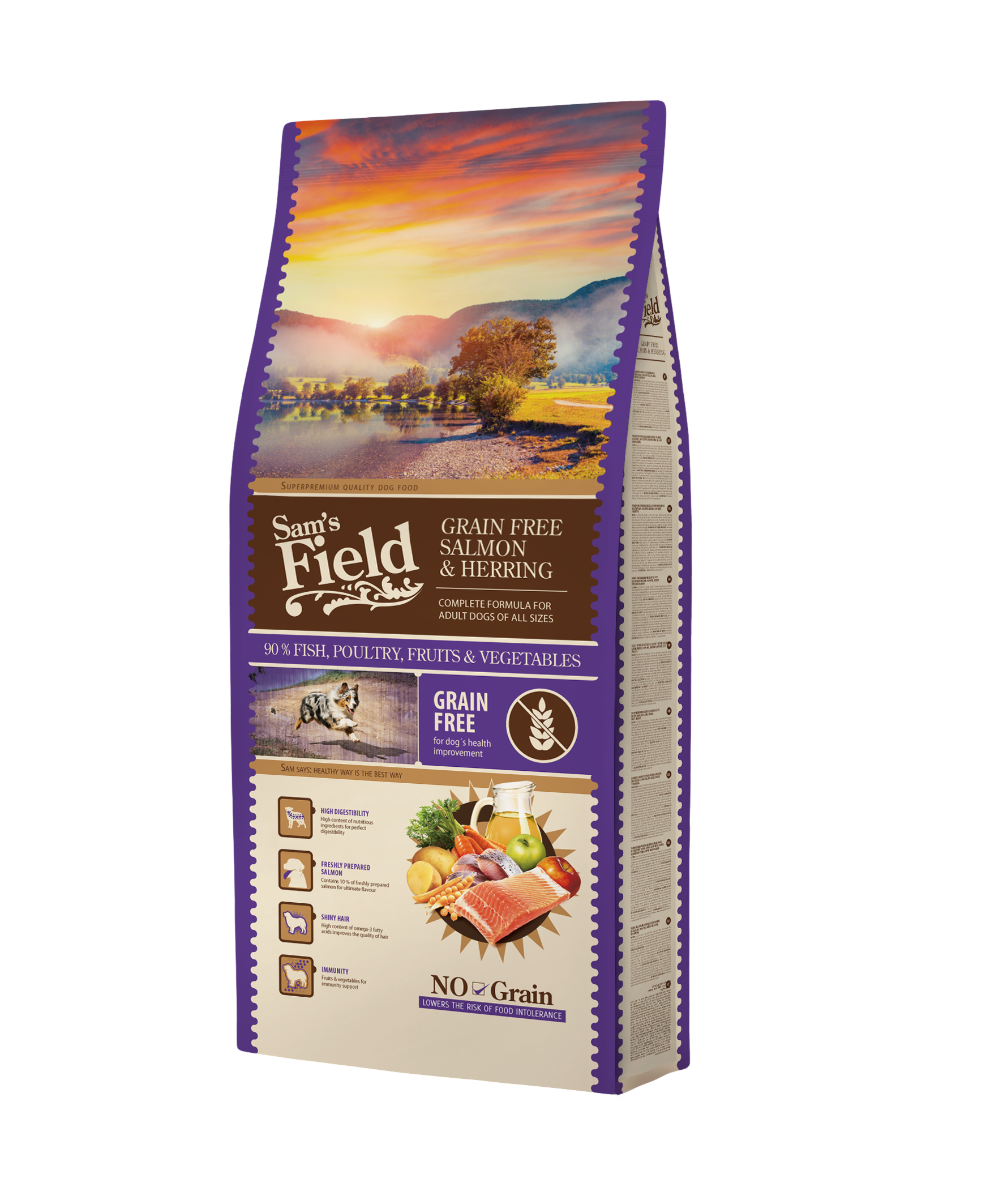 Alimento para perros adultos Sam's Field sin cereales con salmón y arenque (13 kg) 1