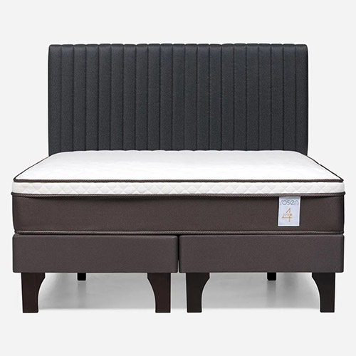 Cama Europea Rosen 1 Plaza New Style 2 Plus + Respaldo + Velador Lucio