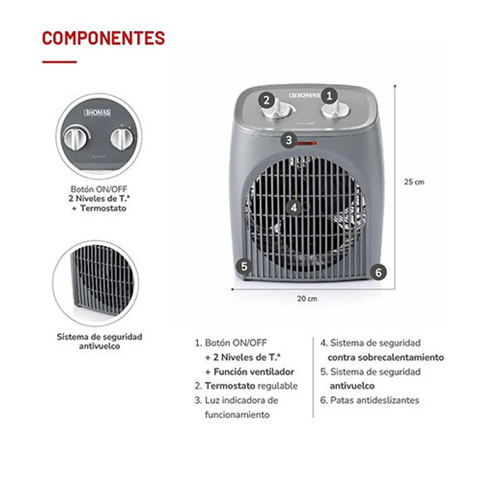 ESTUFA EL THOMAS TERMOVENTILADOR TH-FH28 8