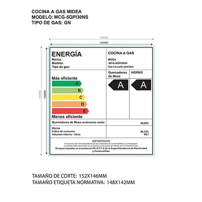 COCINA GL 5P MIDEA MCG-5QPI30NS SILVER 11