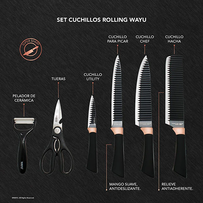 CUCHILLERIA WAYU 370242 SET CUCHILLOS ROLLINGS 4