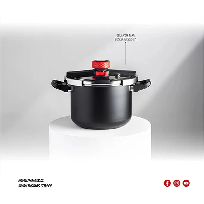 OLLA THOMAS TH-MOP08N 8L PRESION ACERO INOX NEGRO 6