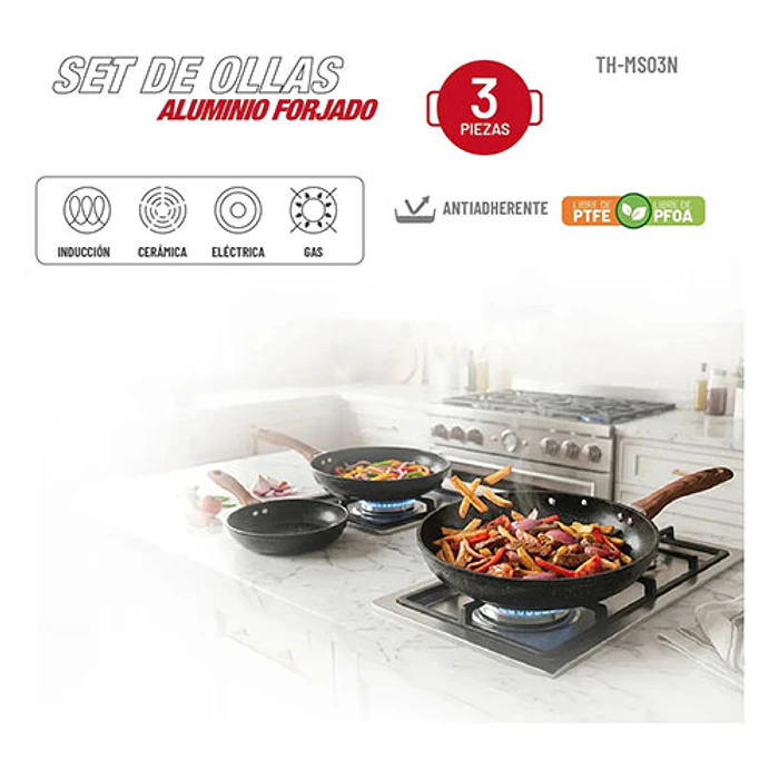 SARTEN THOMAS TH-MS03N PACK X3 20/24/28CM 2