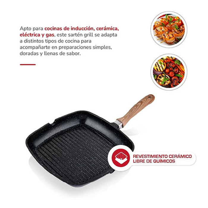 SARTEN THOMAS TH-MS28NM HIERRO FUNDIDO 28CM GRILL 4