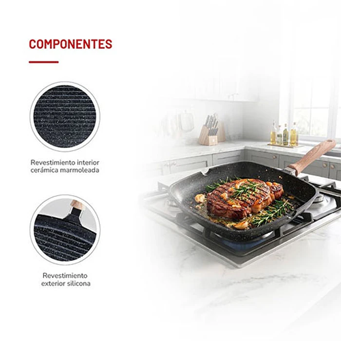 SARTEN THOMAS TH-MS28NM HIERRO FUNDIDO 28CM GRILL 5