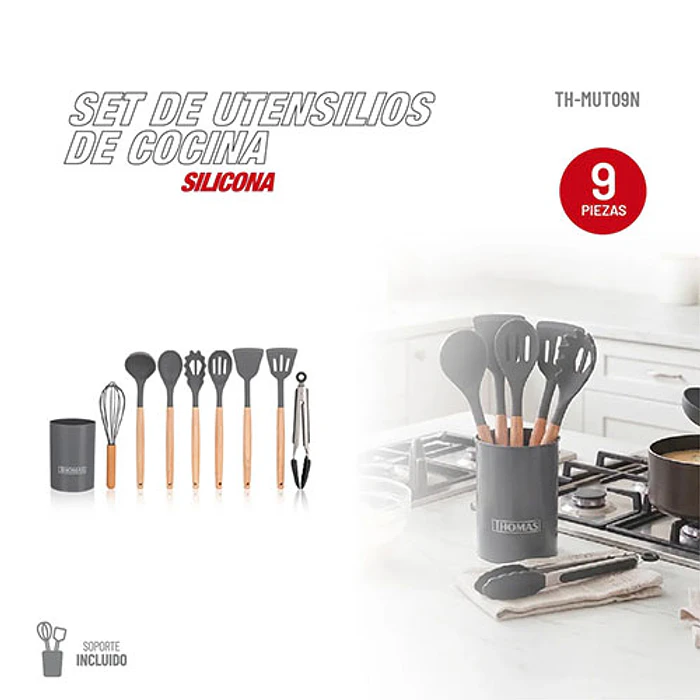 SET UTENCILIOS THOMAS TH-MUT09N  X9 SILICONA 2