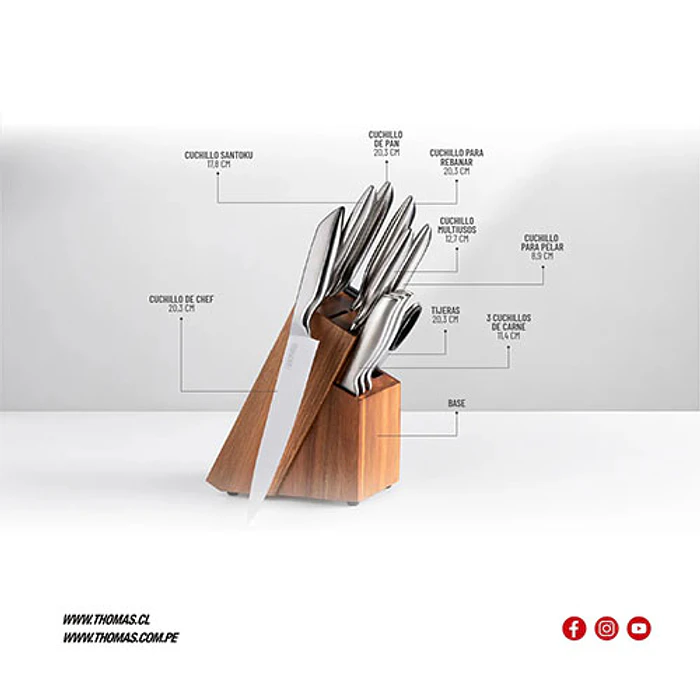 CUCHILLERIA THOMAS TH-MT11M SET 11PZAS CUCHILLO CHEF 6