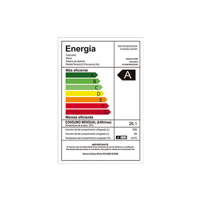 REFRIGERADOR 2PTAS NF MAIGAS HD366FWEN 266LTS 4