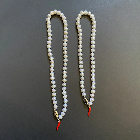 COLLAR PERLAS 8/9 AJÍ | PLATA