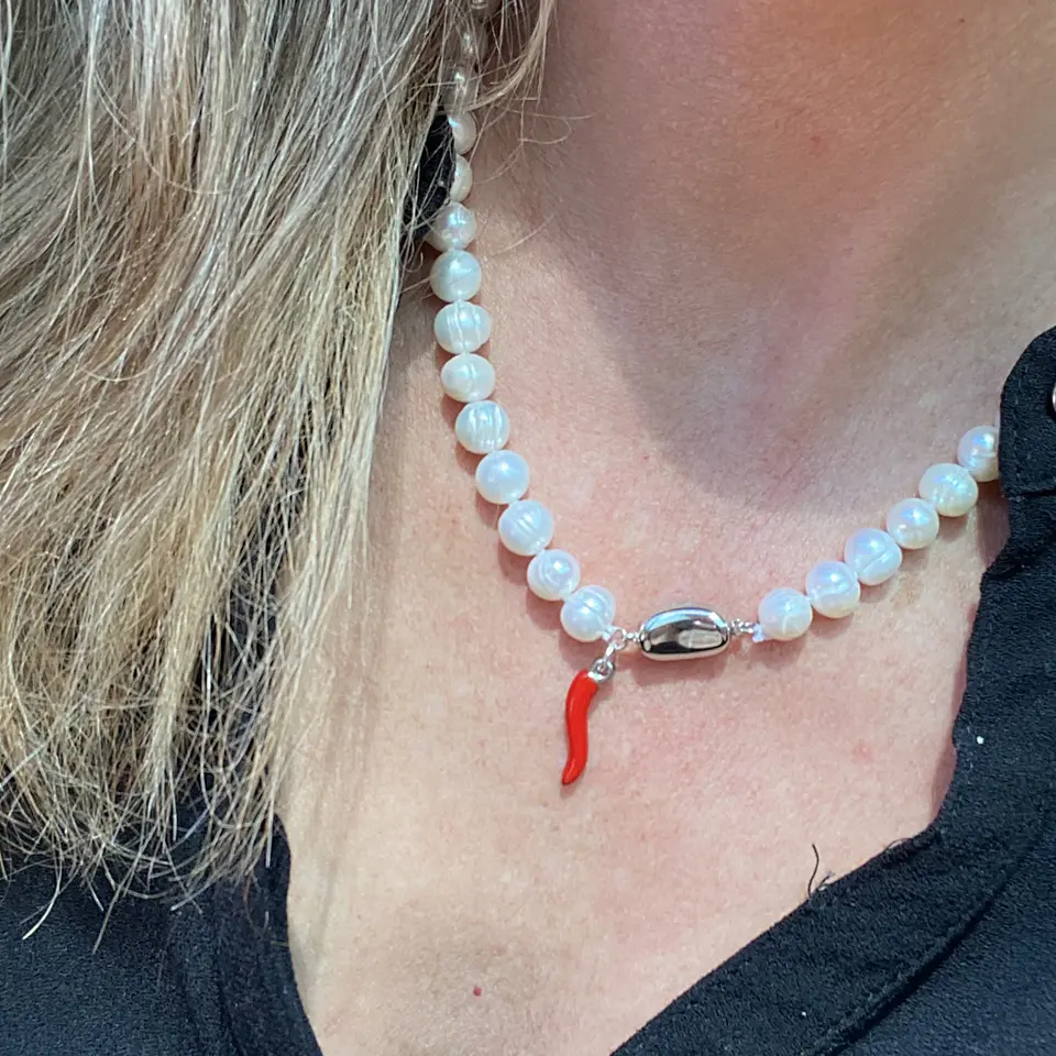 COLLAR PERLAS 8/9 AJÍ | PLATA 4