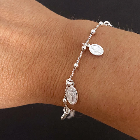 PULSERA VIRGEN DE LOS RAYOS COLGANTES | PLATA