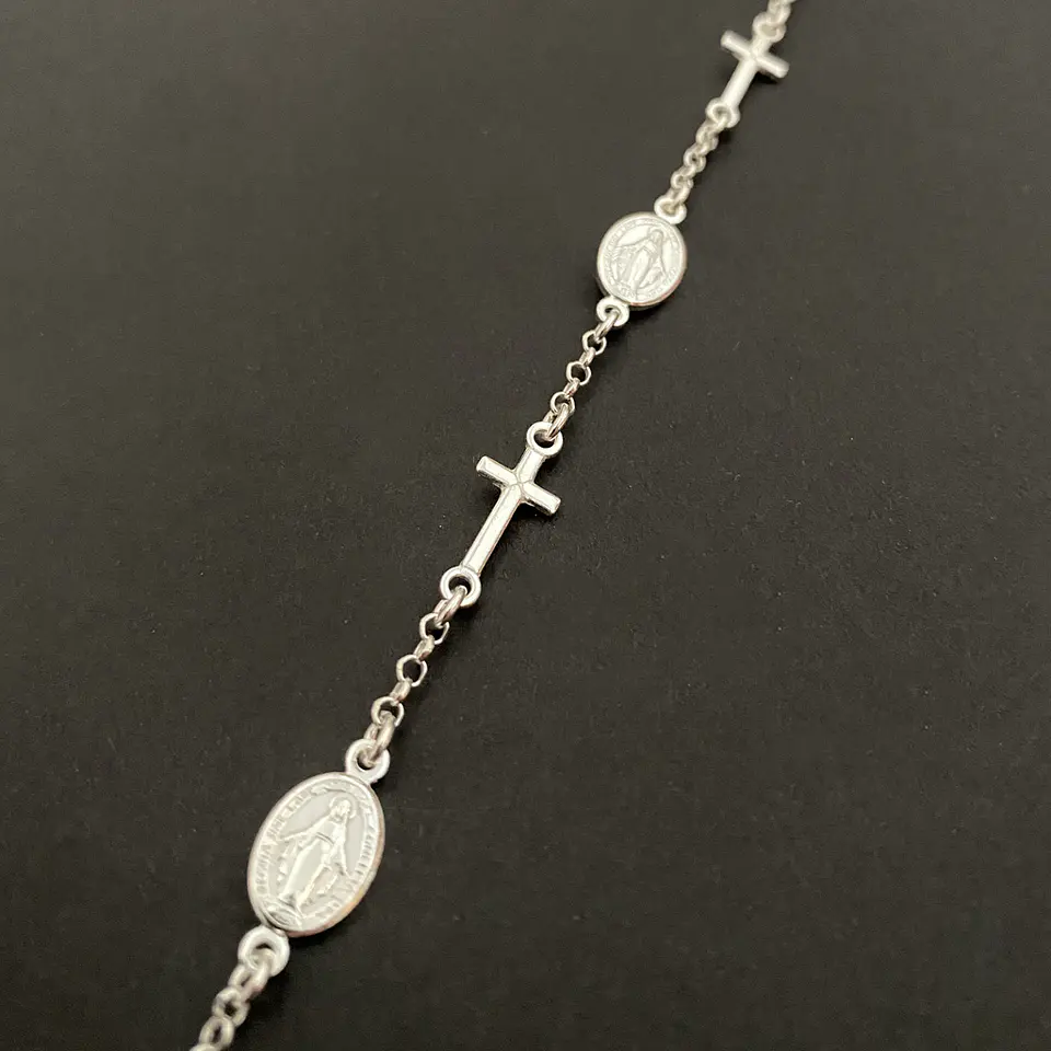 PULSERA VIRGEN DE LOS RAYOS Y CRUZ | PLATA 2