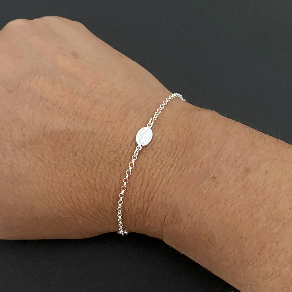 PULSERA VIRGEN DE LOS RAYOS 3 CONECTORES | PLATA 4