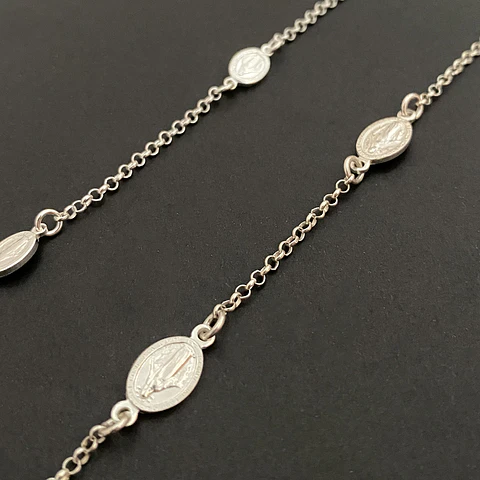 PULSERA VIRGEN DE LOS RAYOS 3 CONECTORES | PLATA