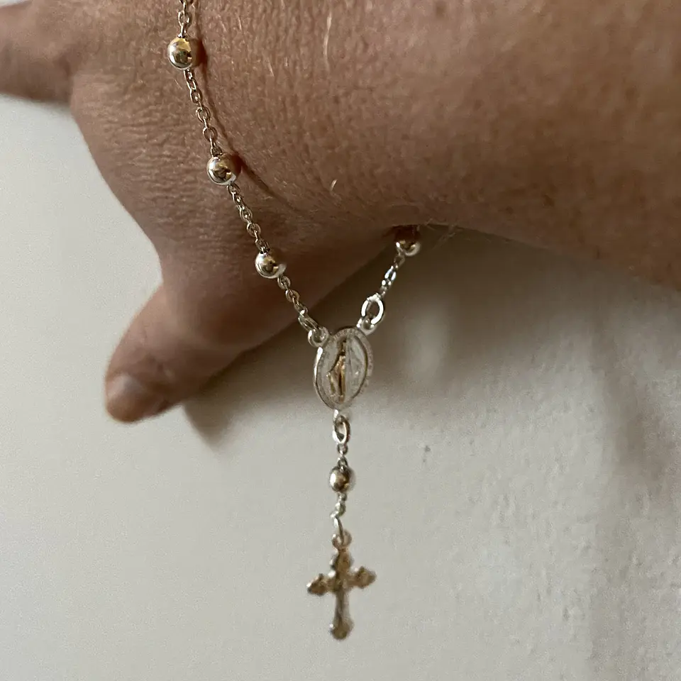 pulsera denario gruesa cruz deco | PLATA 3