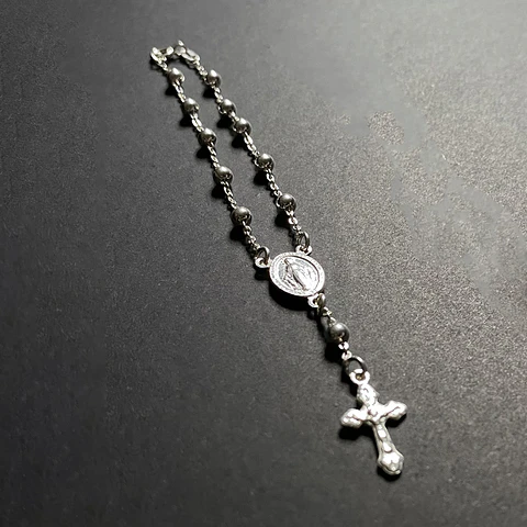 pulsera denario gruesa cruz deco | PLATA